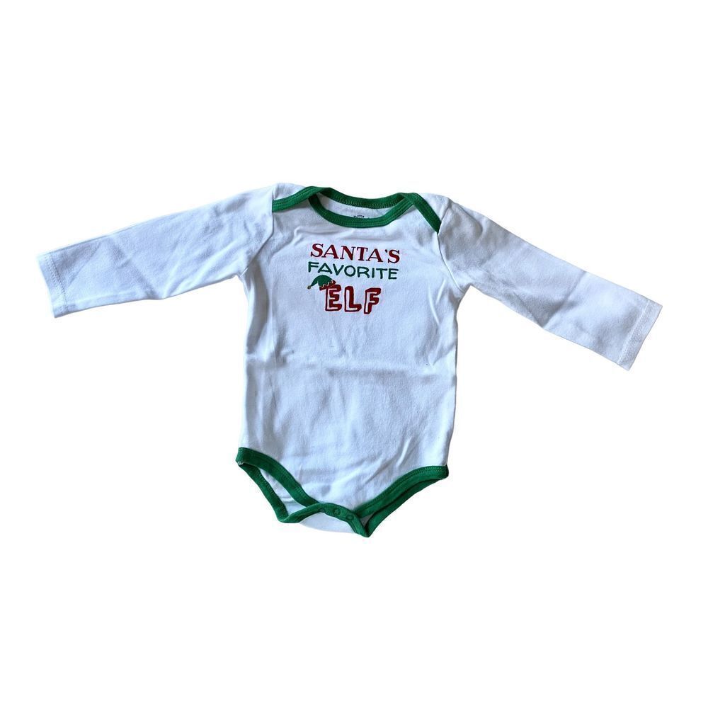 Baby “Santa’s Favorite Elf” Christmas One-piece, Sz: